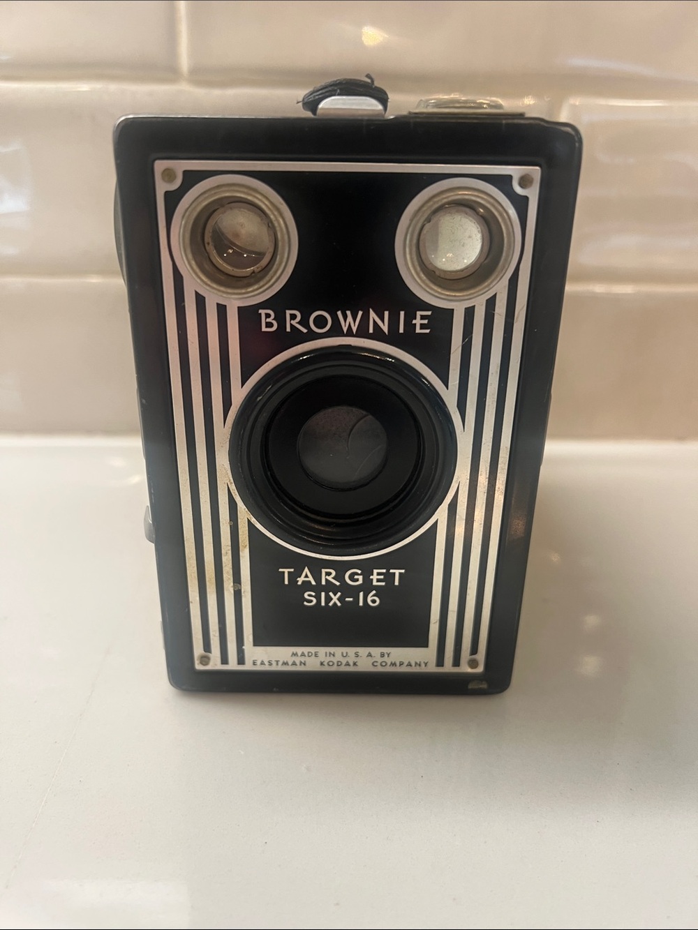 Kodak Brownie Target Six-16 Box Camera – Black and Silver Art Deco Front Plate